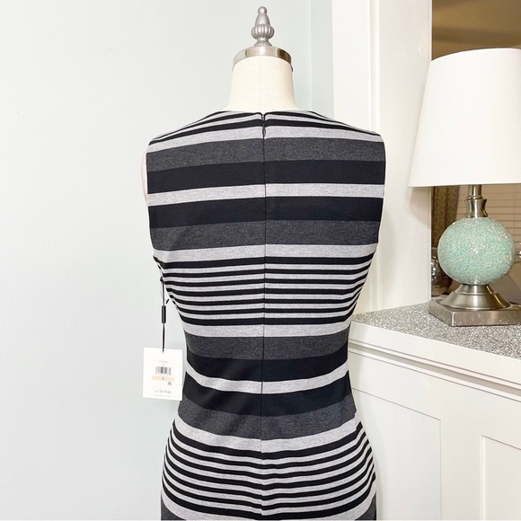 Calvin Klein Striped Sheath Dress Black & Gray Size 2 XS Nwt - Picture 7 of 11